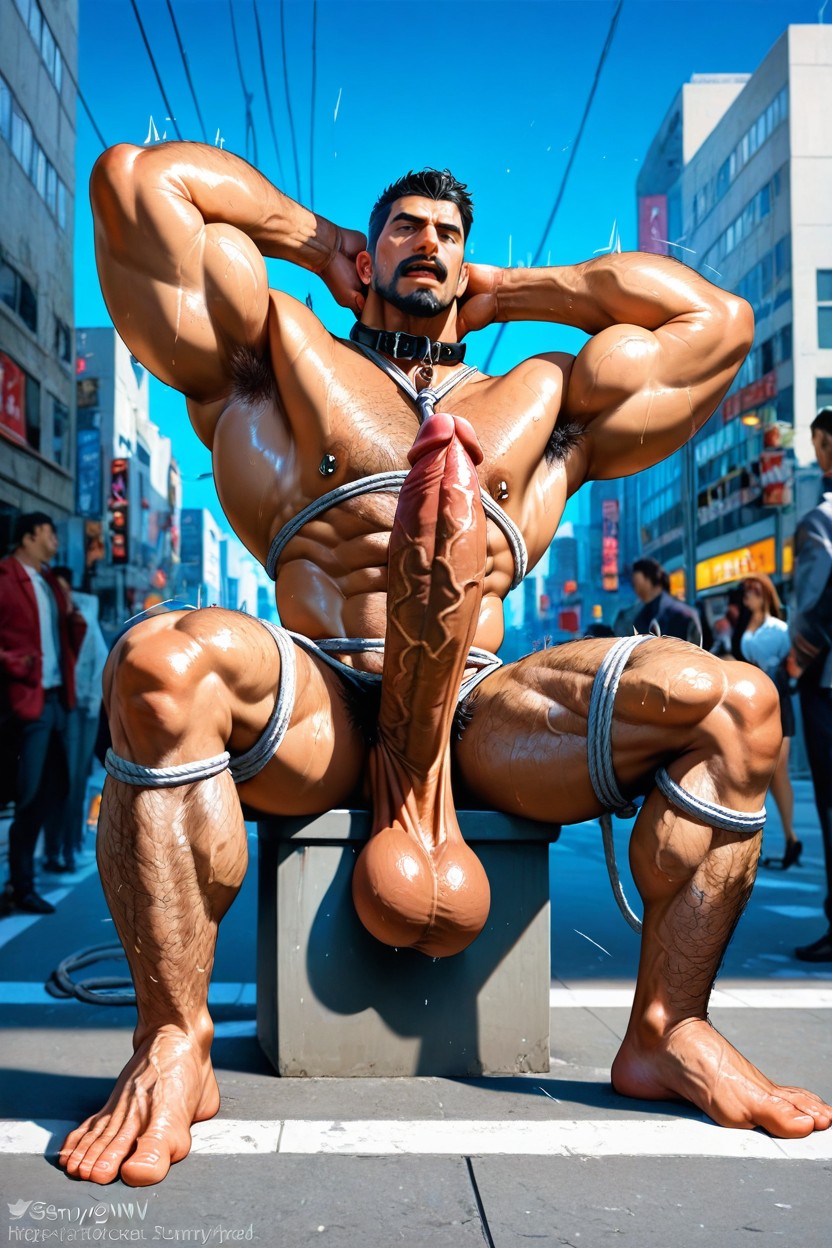 Veiny Skin, Hairy Chest, Nipple Piercings AI Gay Porn