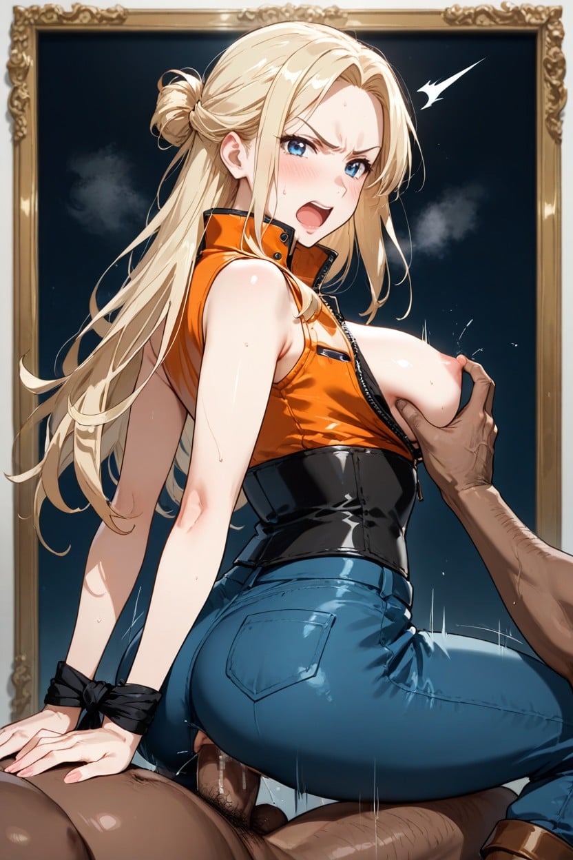 Cowgirl Position, Side-parted Bangs Framing The Face, Functional Modern Outfit Hentai AI Porn