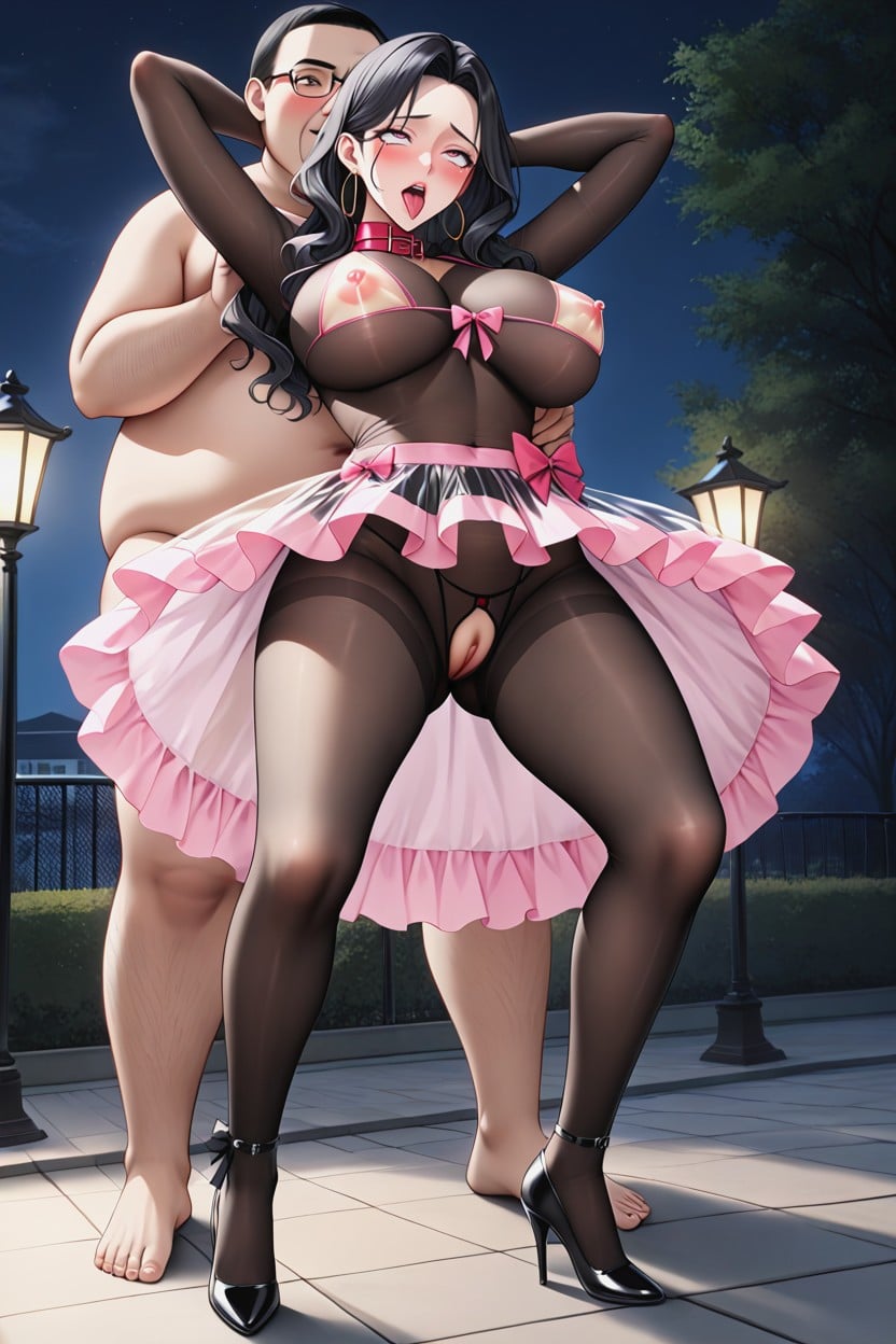 Large Breast, Sex From Behind, Translucent Latex Pastel Pink Nano Bikini Hentai AI Porn