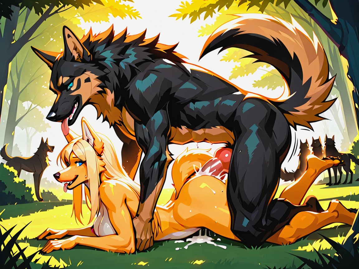 Full Body, Mating Just Like How Dogs Do, Side View Furry AI Porn