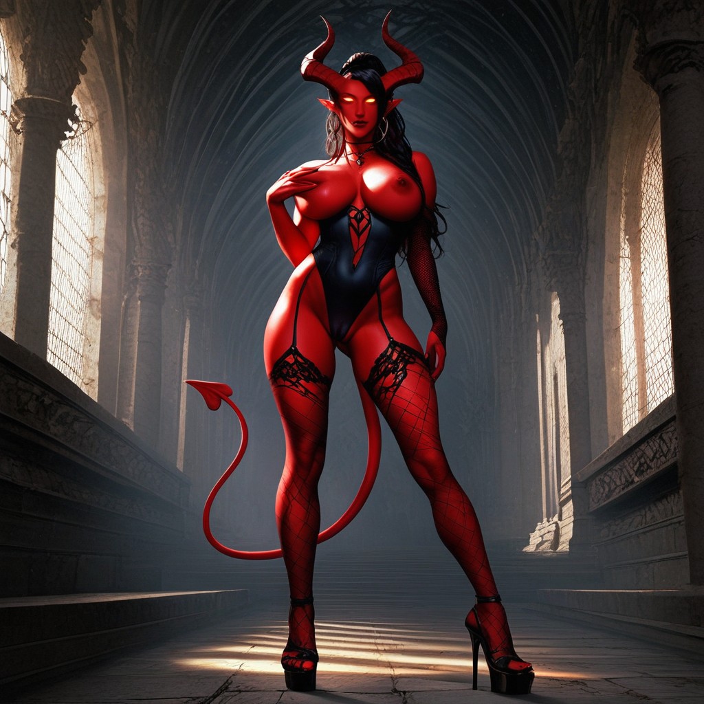 Red Skin, Grabbing Boobs, Stylish And Tasteful AI Porn