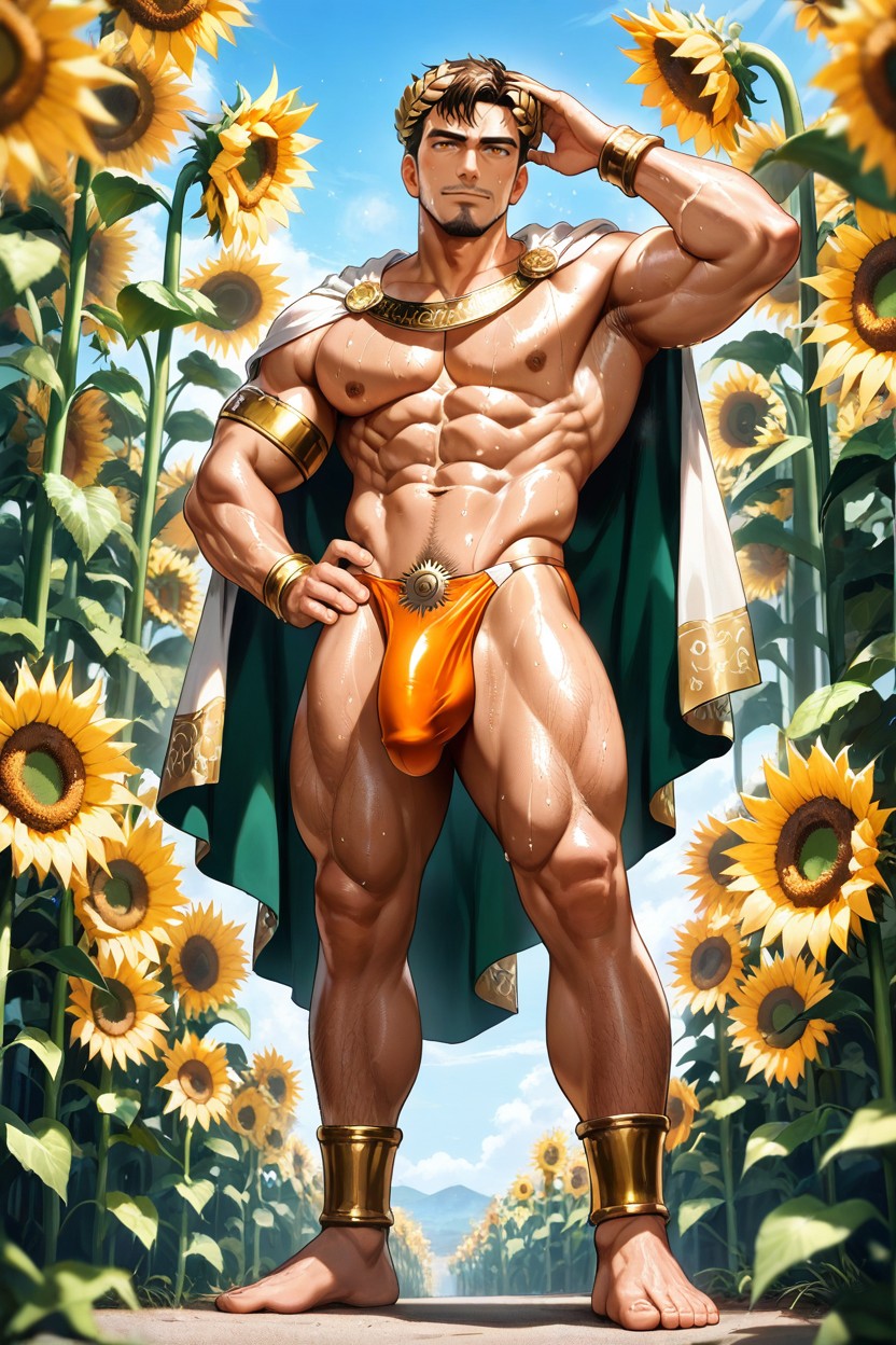 Amber Eyes, Front View, Sculpted Abs AI Gay Porn