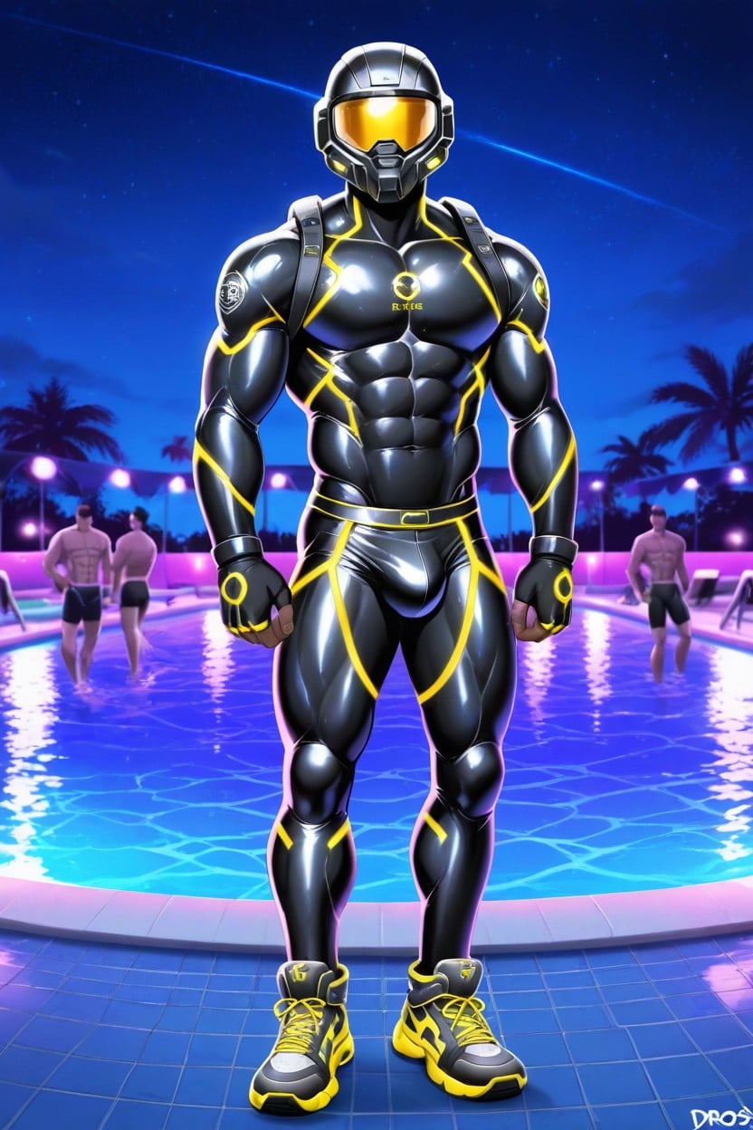 Two Men, Night, Pool AI Gay Porn