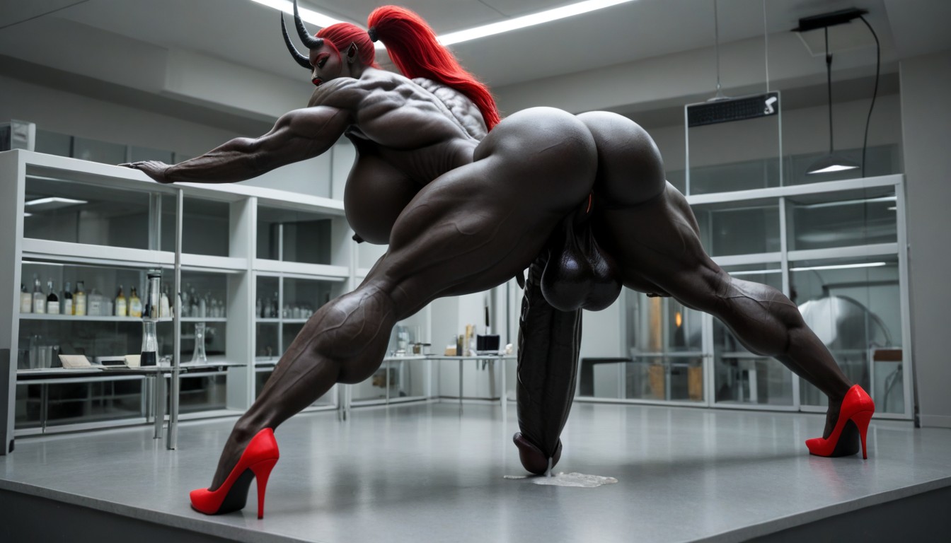 Bodybuilder, Gigantic Muscle Trapez, Big Claws Shemale AI Porn