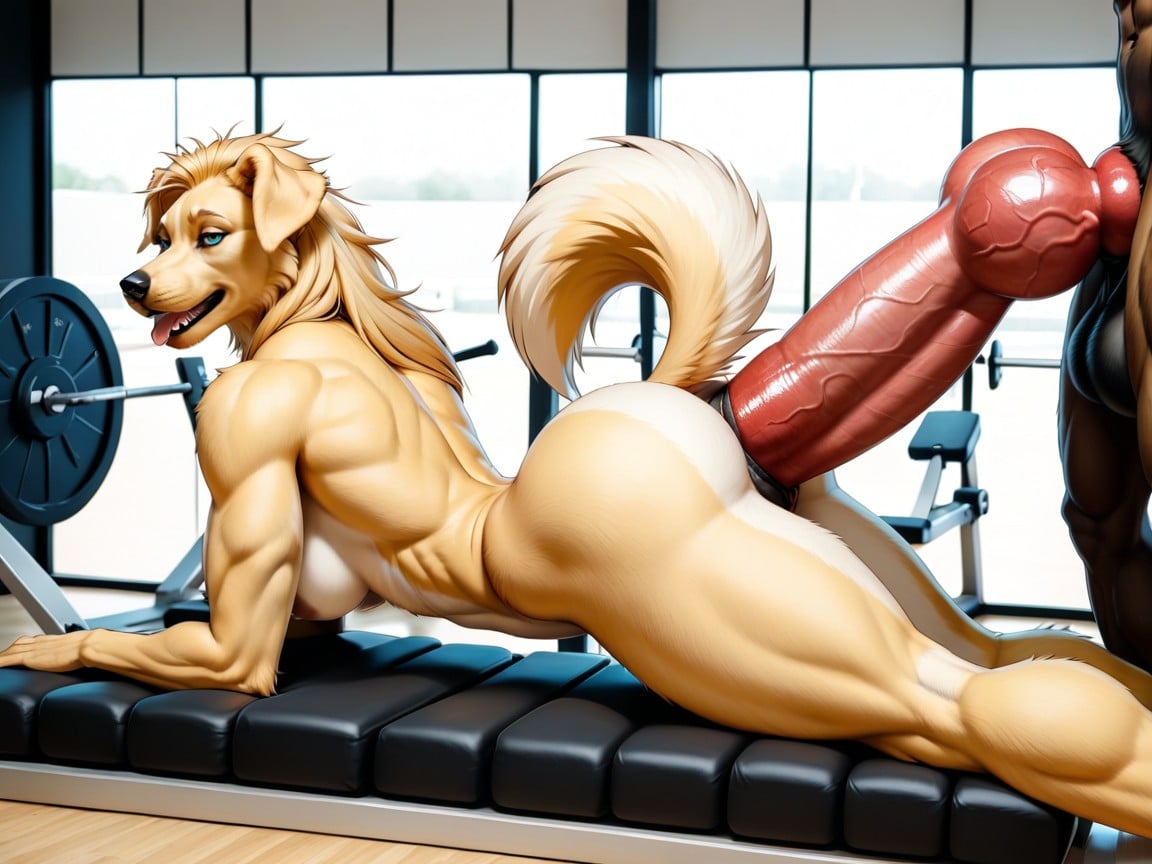 The German Shepard Has An Impossibly Gigantic Knotted Penis, Naked, Anatomically Correct Dog Vaginas Furry AI Porn