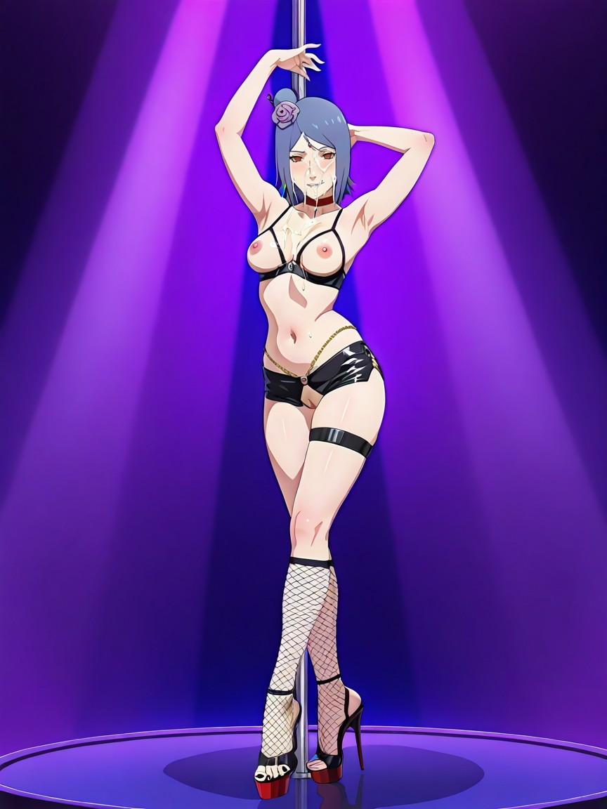 Leather Leg Strap, Toe Rings, Skinny Hentai AI Porn