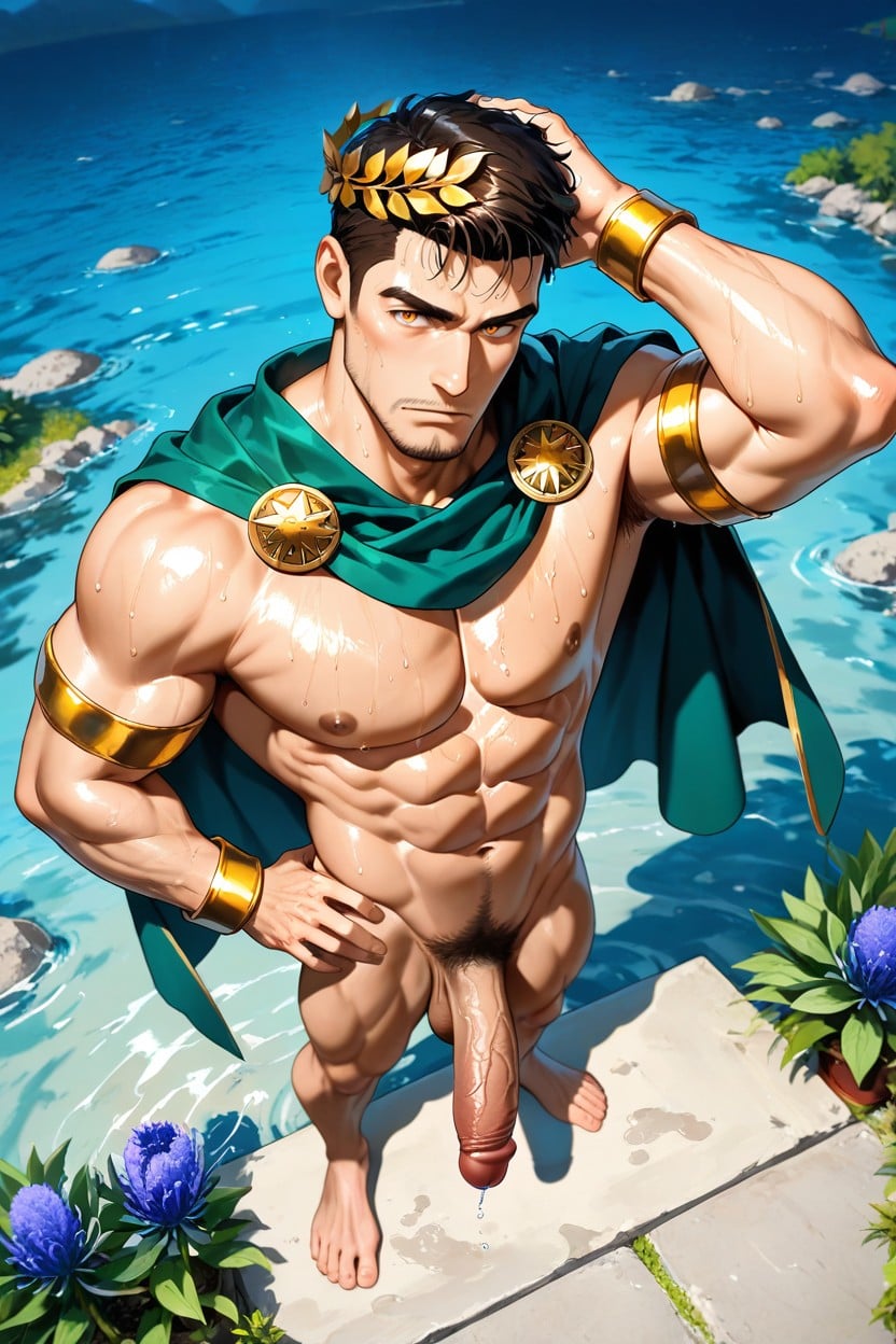Standing, View From Above, Greek Aesthetics AI Gay Porn