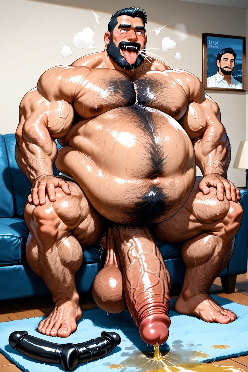Hairy Chest, Night Time, Oversized Hyper Gigantic Balls AI Gay Porn