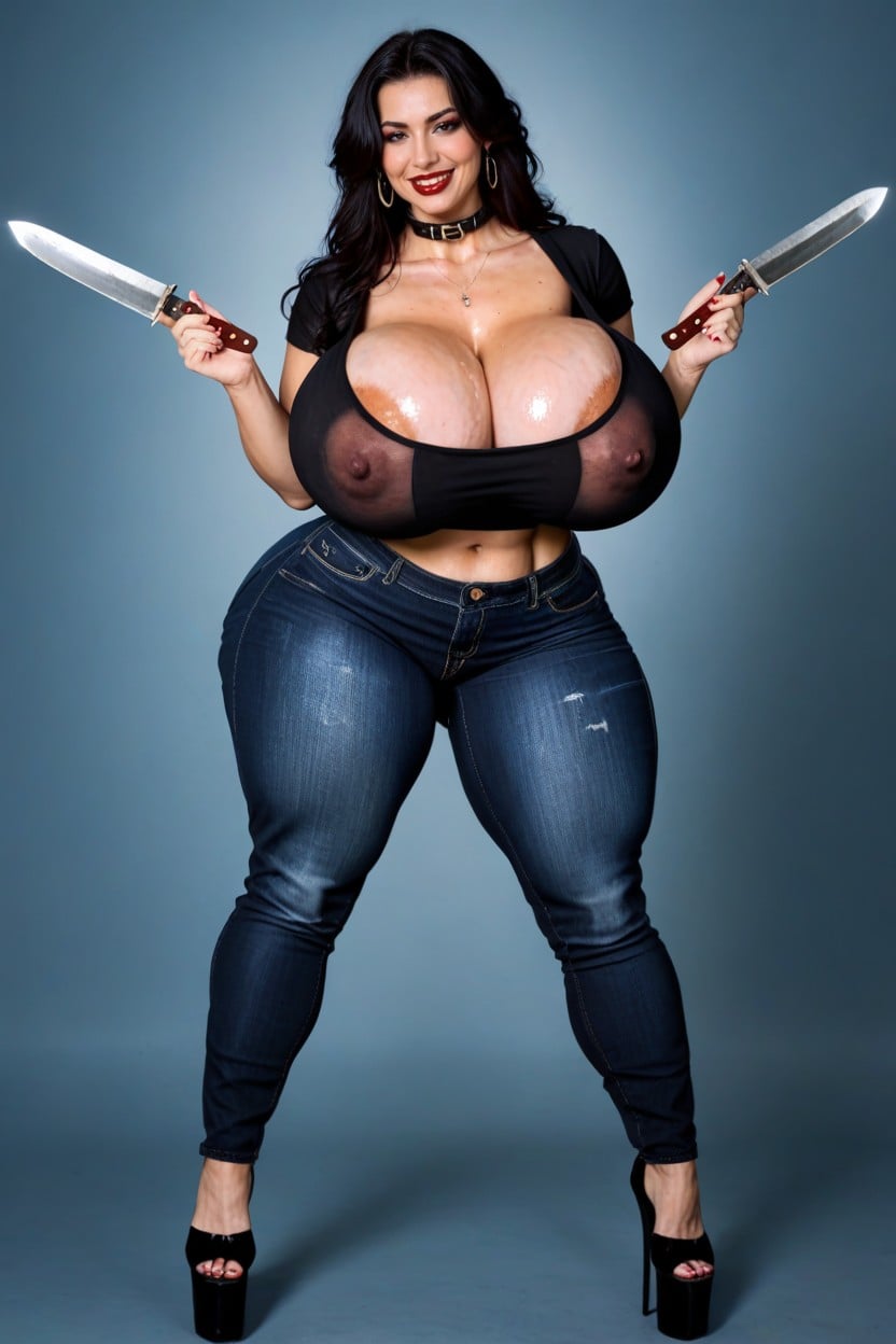 Thick Hips Wider Than Shoulders, Tight Cleavage, Gorgeous Humanoid Bimbo AI Porn