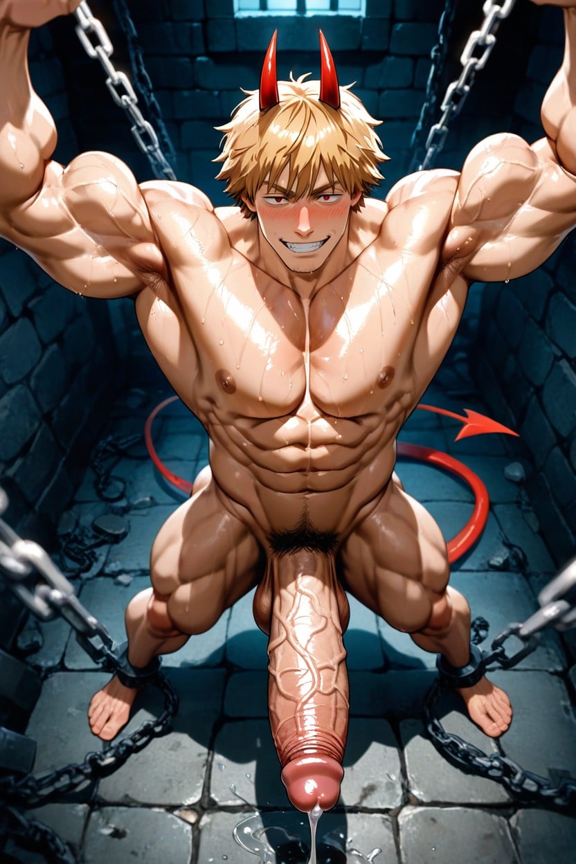 Gigantic Cock, Massive Pecs, Red Eyes AI Gay Porn