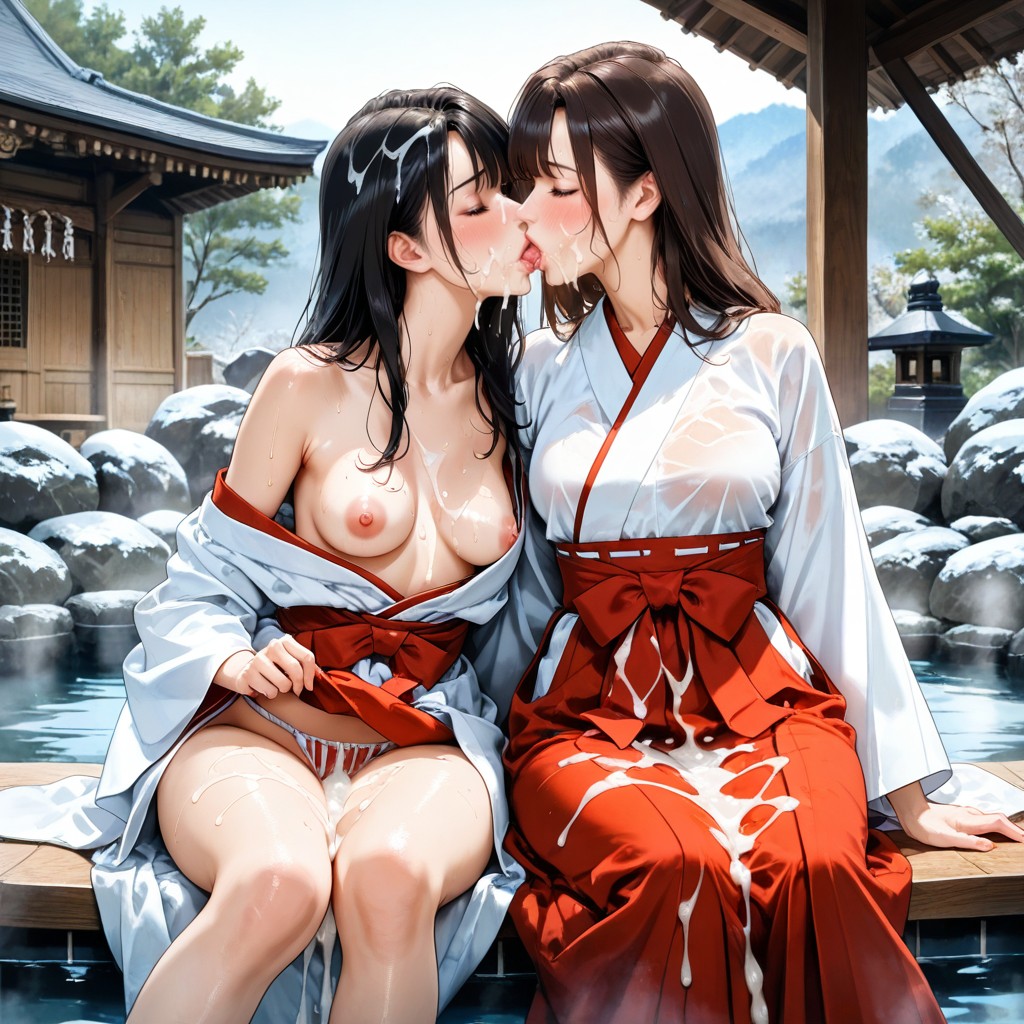 Japanese Beautiful, Red Cloth Sash, Haori AI Porn