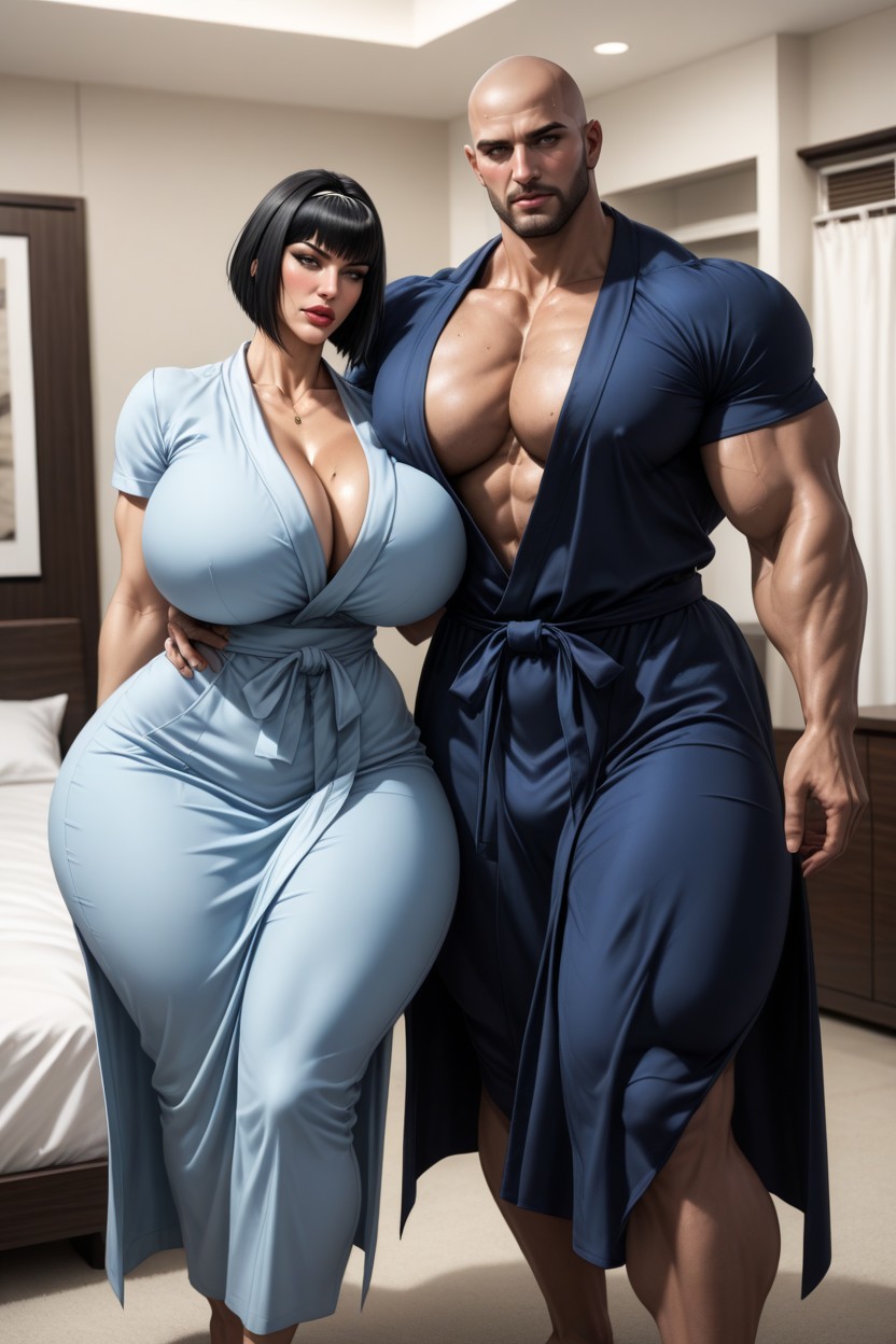 Older American Mature Milf, Voluptuous, 2 People AI Porn