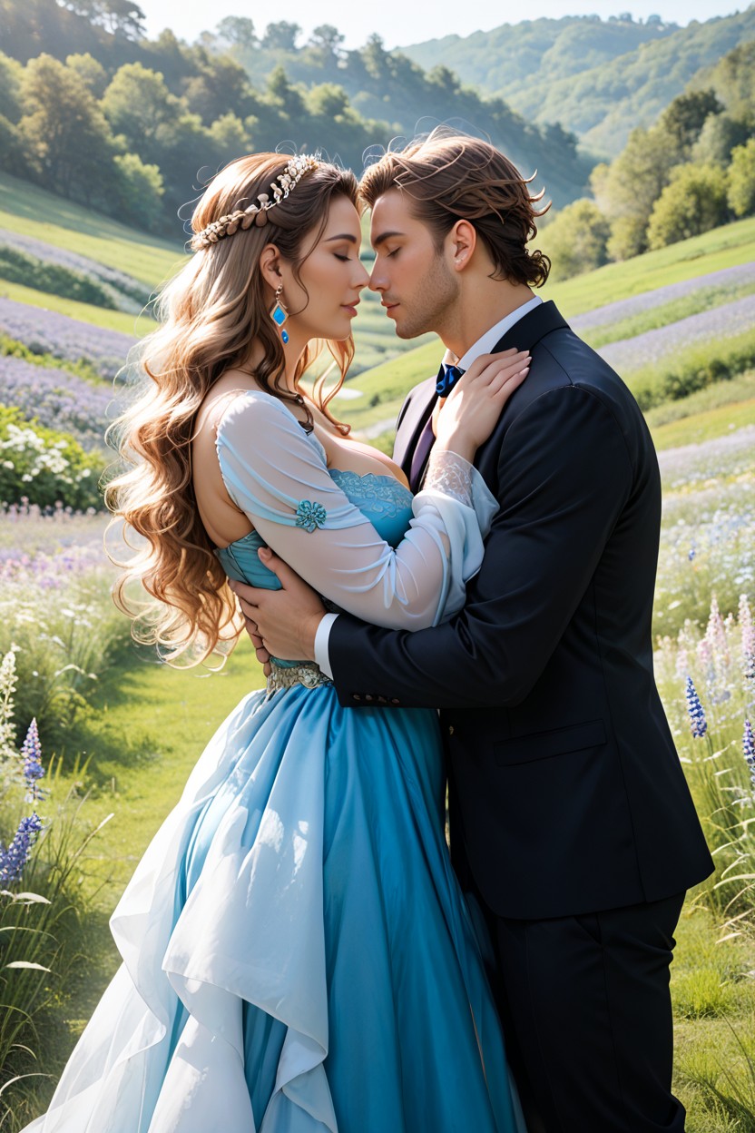 Serene And Mystical Atmosphere, A Radiant Divine Couple Standing And Hugging Tightly, High Resolution AI Porn