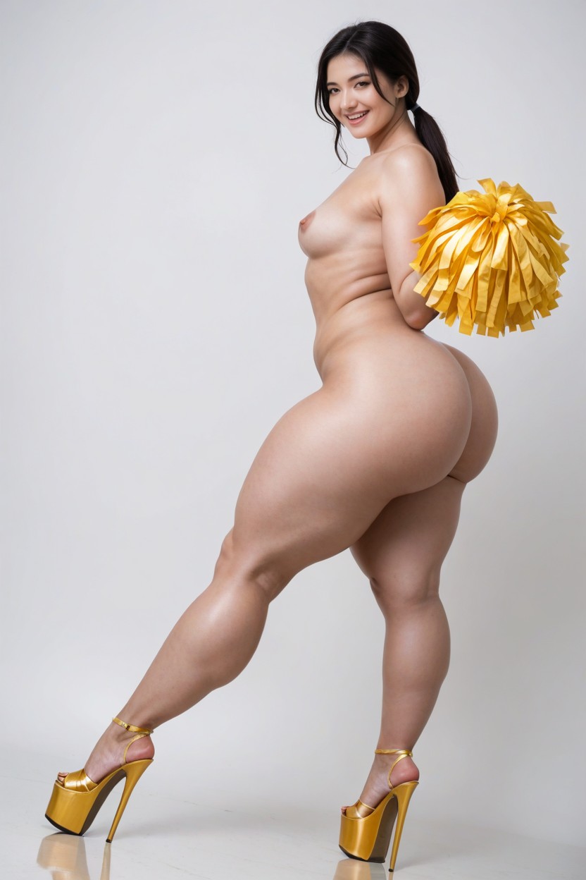 Korean Woman, Pale Skin, Massive Strong Quads AI Porn