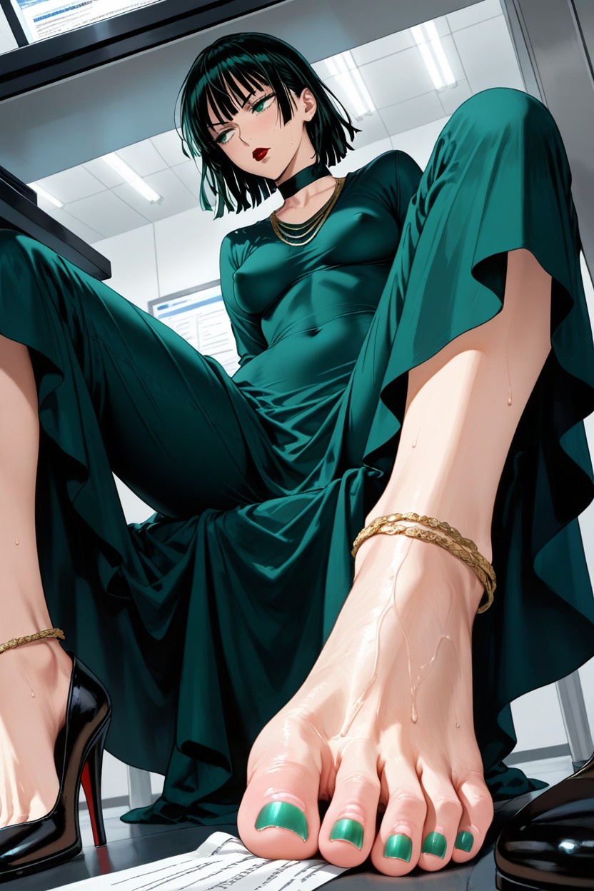 Seductive Makeup, Very Long Toes, Pencil Legs AI Porn