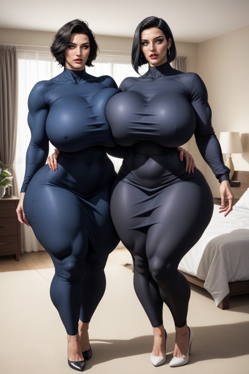 2 People, Sweat A Lot, Form Fitting Clothes AI Porn