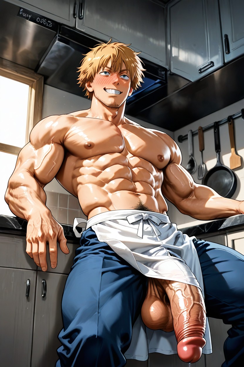 Oversized Muscles, Dynamic Angle, View From Below AI Gay Porn