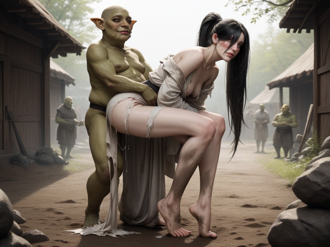 Long Ponytail Hair, Legs Spreading, Eyes Rolling Up AI Porn