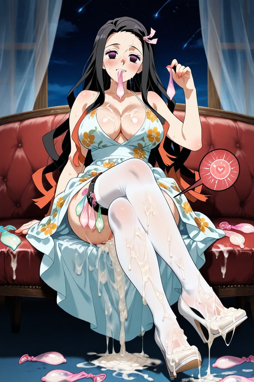 Cum On Penis, Holding Many Used Condom In Mouth, Cum On Face Hentai AI Porn