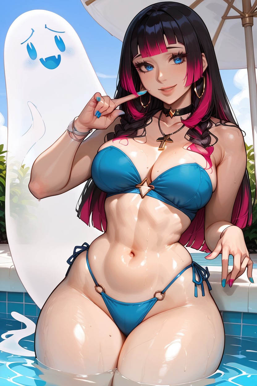Perfect Toned Body, Poolside, Lilac Two Piece Sexy Bikini AI Porn