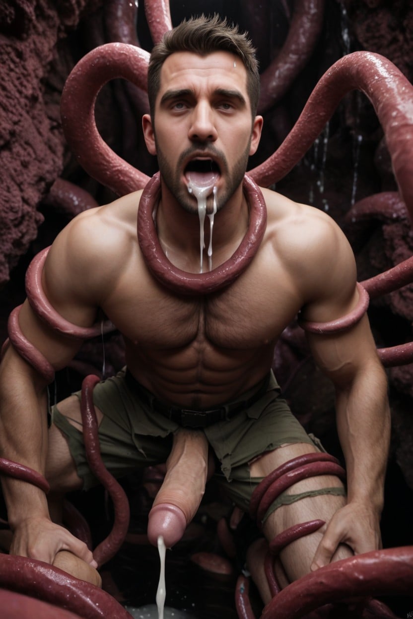 Tentacles Wrapping Around Waist, Swallow Tentacles, Orgasm Cumming AI Gay Porn