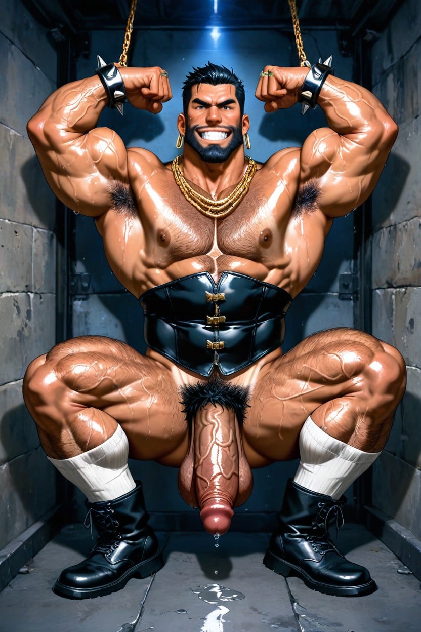 Squatting, Veiny Arms, Huge Calves AI Gay Porn
