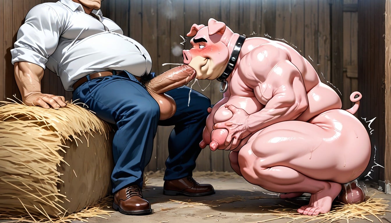 Oversized Muscles, Shaved, Collar AI Gay Porn
