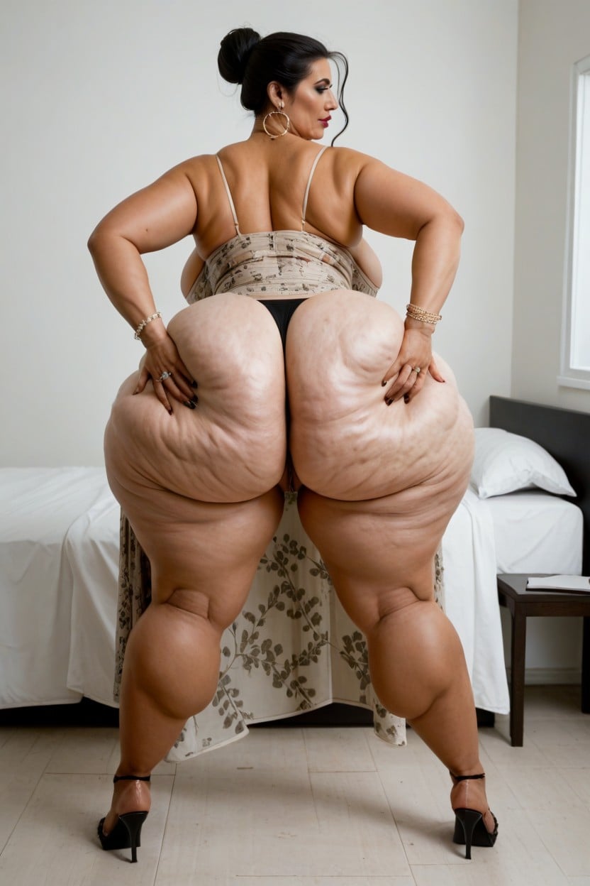 Nipple Chain, Guy Holding Hyper Realistic Granny Huge Ass, Oversized Pussy AI Porn