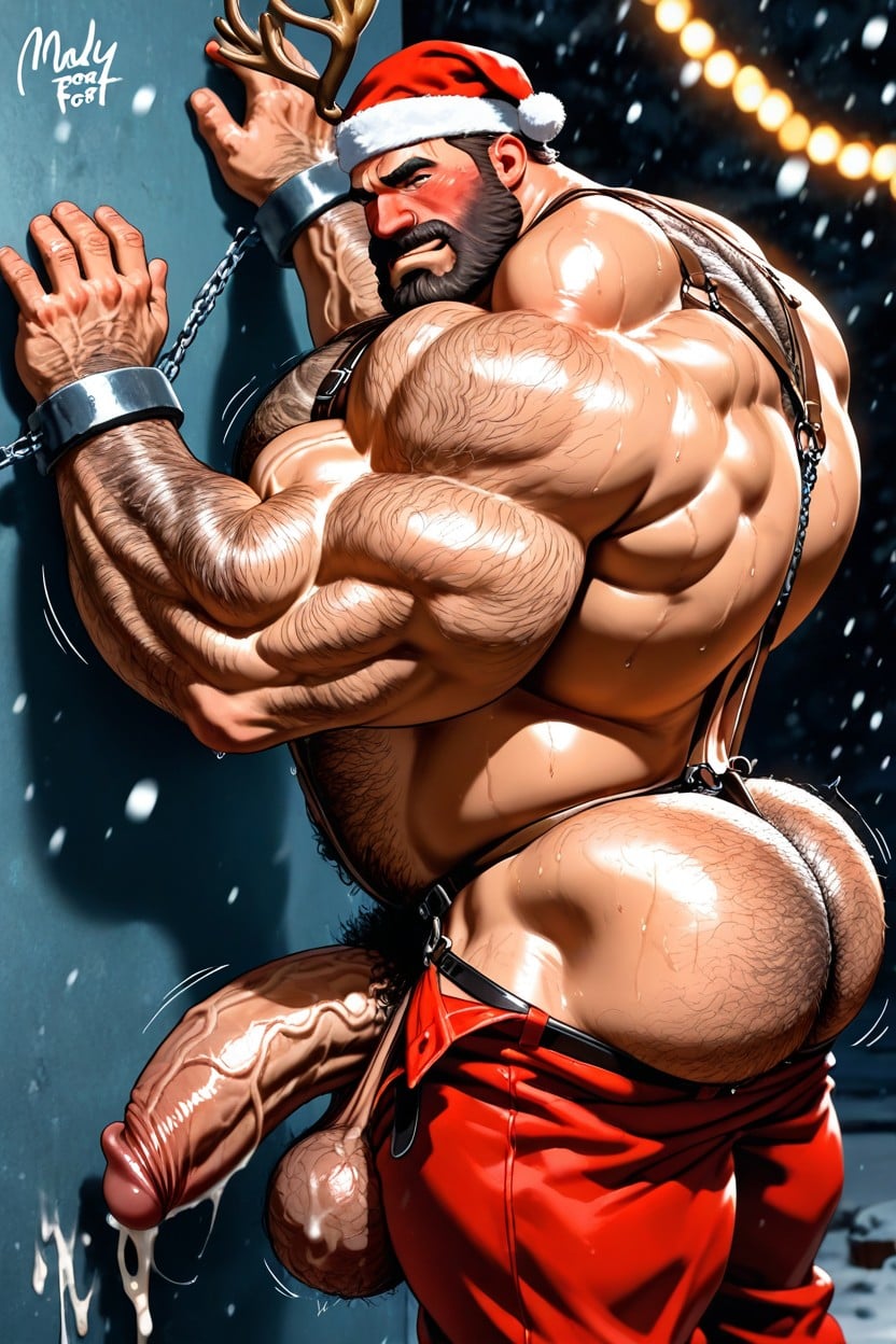 Tan, Arms Behind Back, Oily AI Gay Porn
