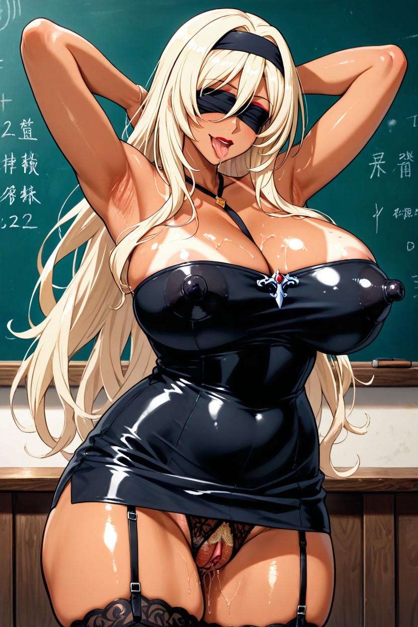 Pleasure Face, Eyes Crotchless Panties, Tan Skin Hentai AI Porn
