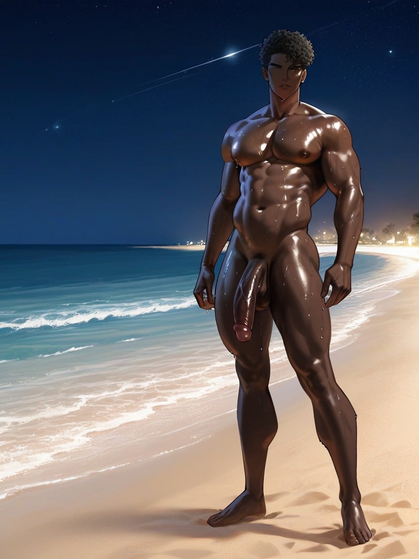 Very Dark Complexion, Big Nose, Sweaty AI Gay Porn