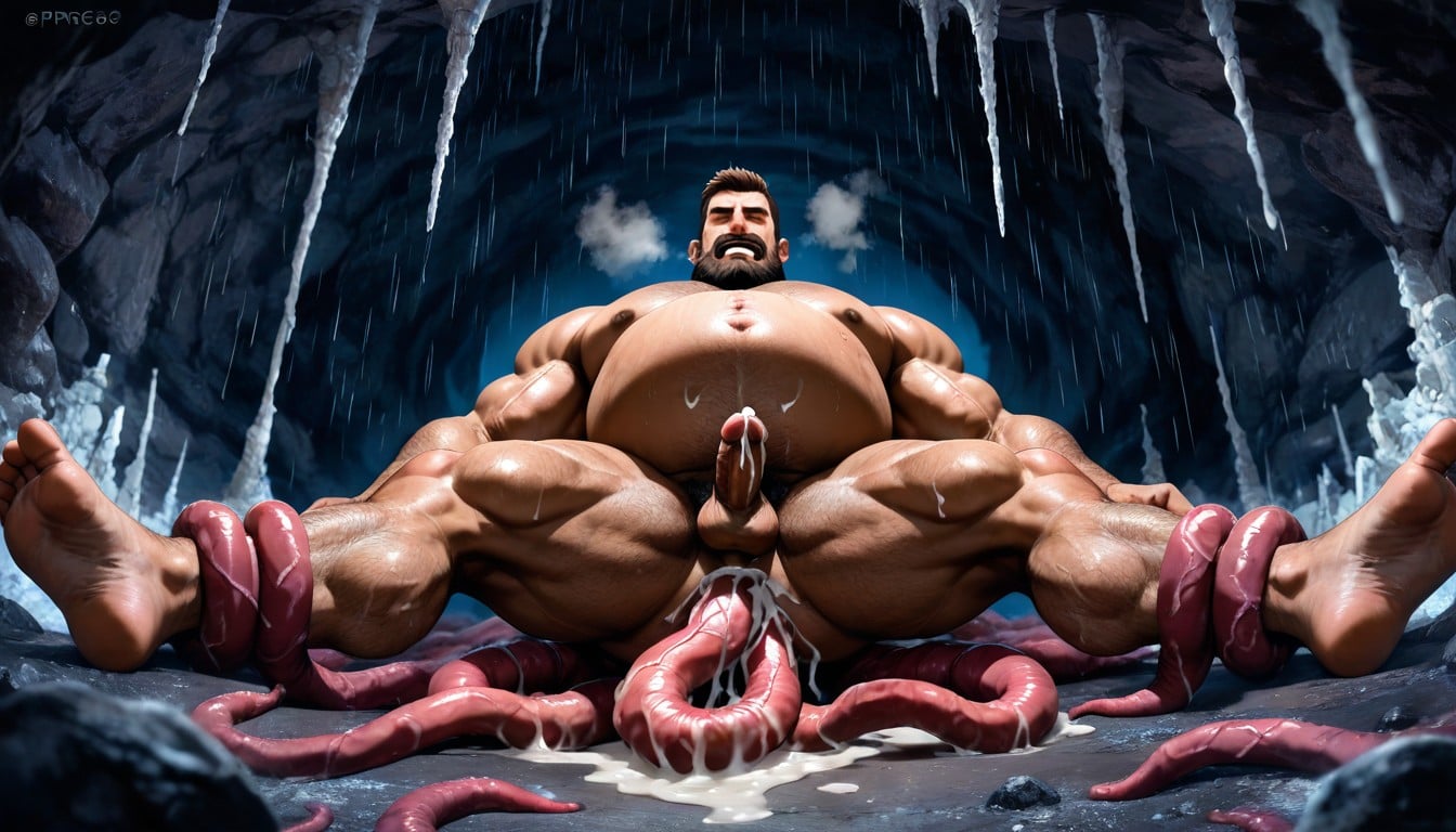 Upper Muscular Abs Keeps Shape, Muscular Stomach Abnormal Deformation, Fully Naked Porno IA Gay