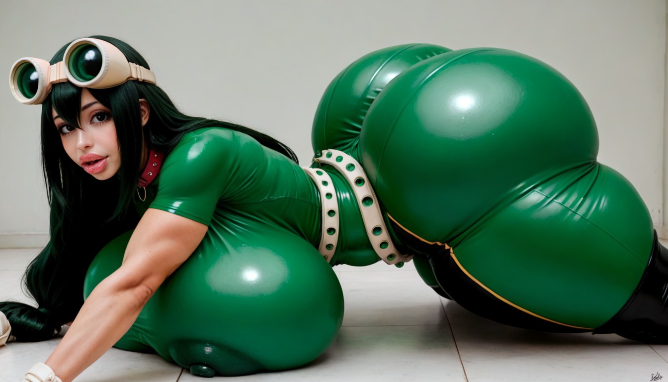 Robot Stunning Bimbo, Side View, Extreme Massive Thick Round Lips AI Porn