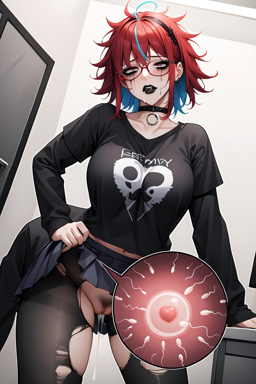 Bent Over, Diagonally Forward Angle, Black Clothes Hentai AI Porn