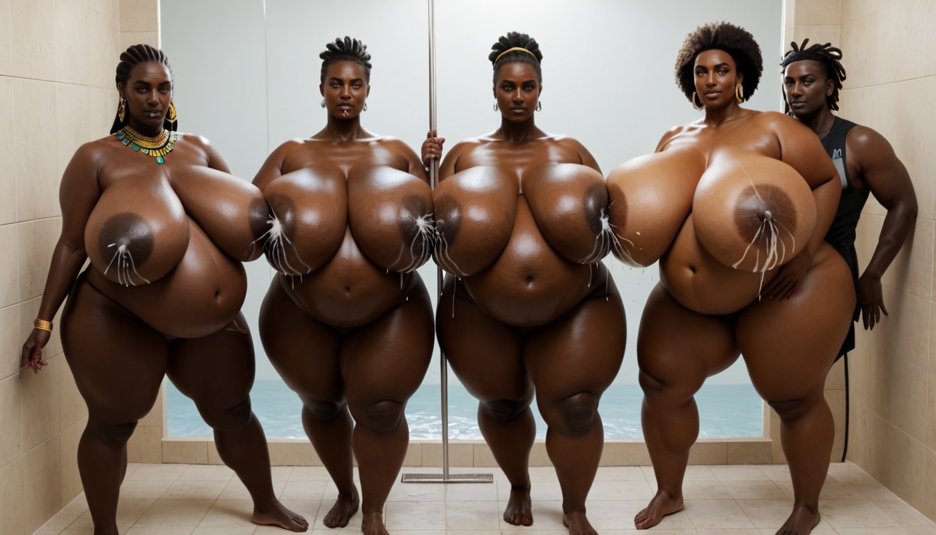 Colossal Breasts, Grey Eyes, African AI Porn
