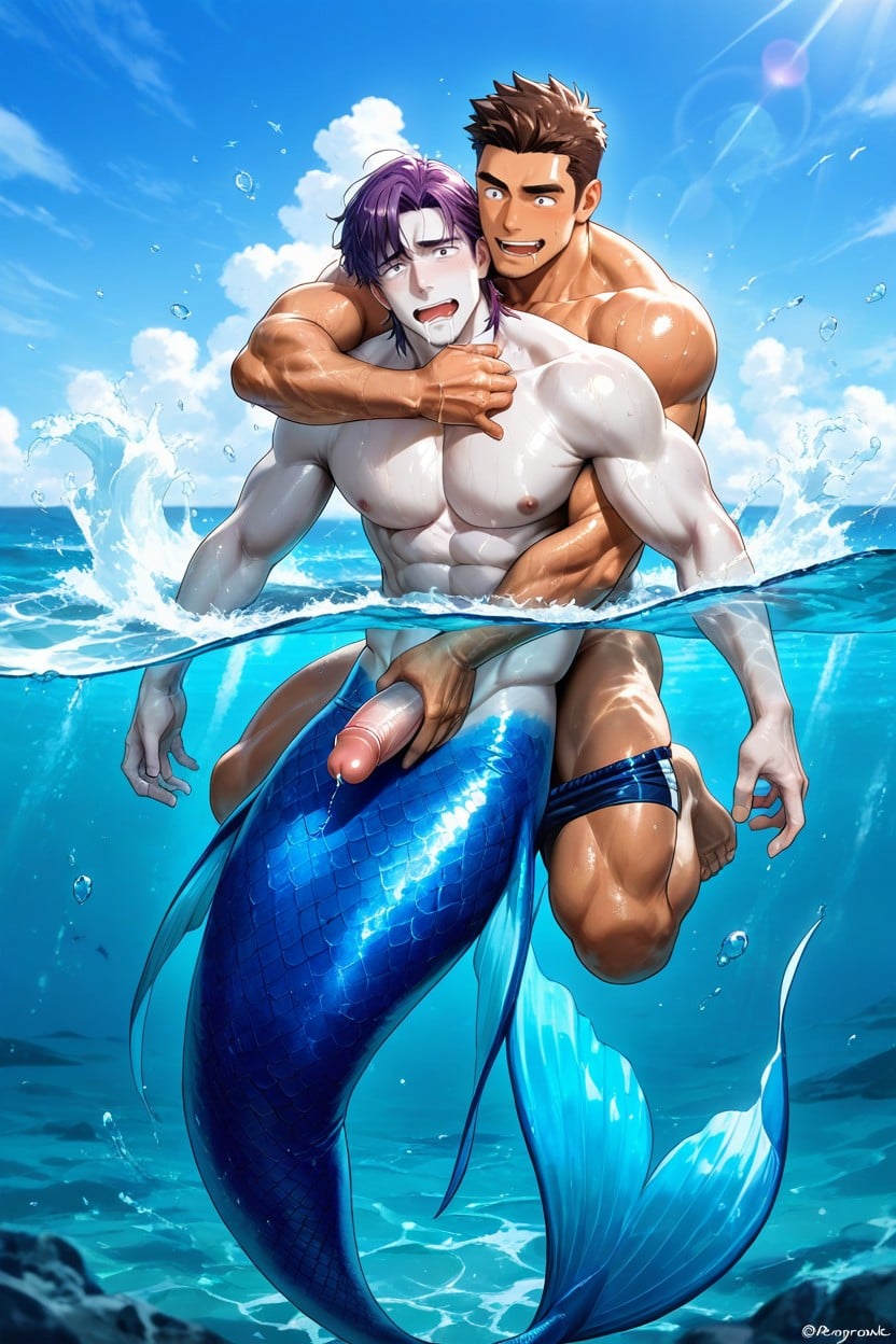 Swimwear Around Knees, Gay, Pubic Hair AI Gay Porn
