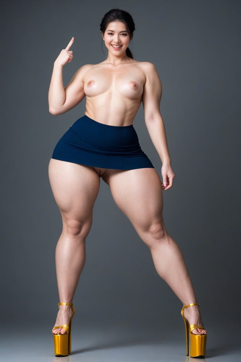 Unrealistically Big Huge Muscled Legs, Massive Thick Thighs, Supermodel AI Porn