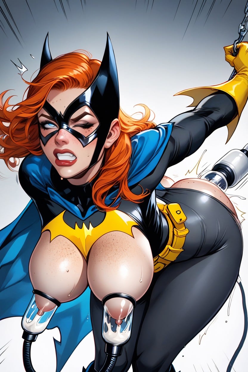 Blue Cape With A Yellow Lining Gold Utility Belt, And Boots, Rounded Ass AI Porn
