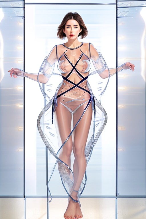 Transparent Clothing, Night, Doorway AI Porn
