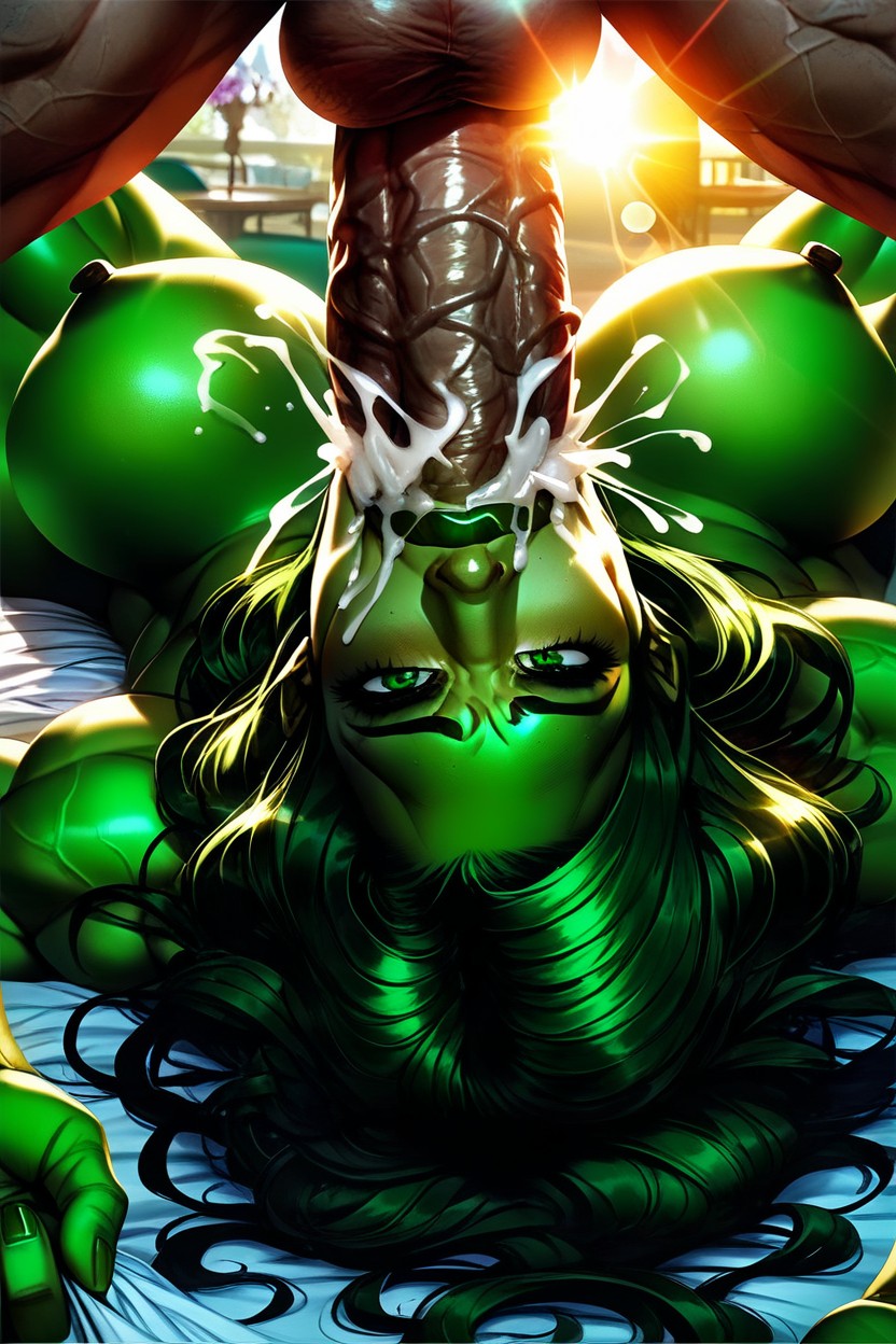 Balls Deep In Throat, Open Suit, With Woman Laying On The Bottom Hentai AI Porn