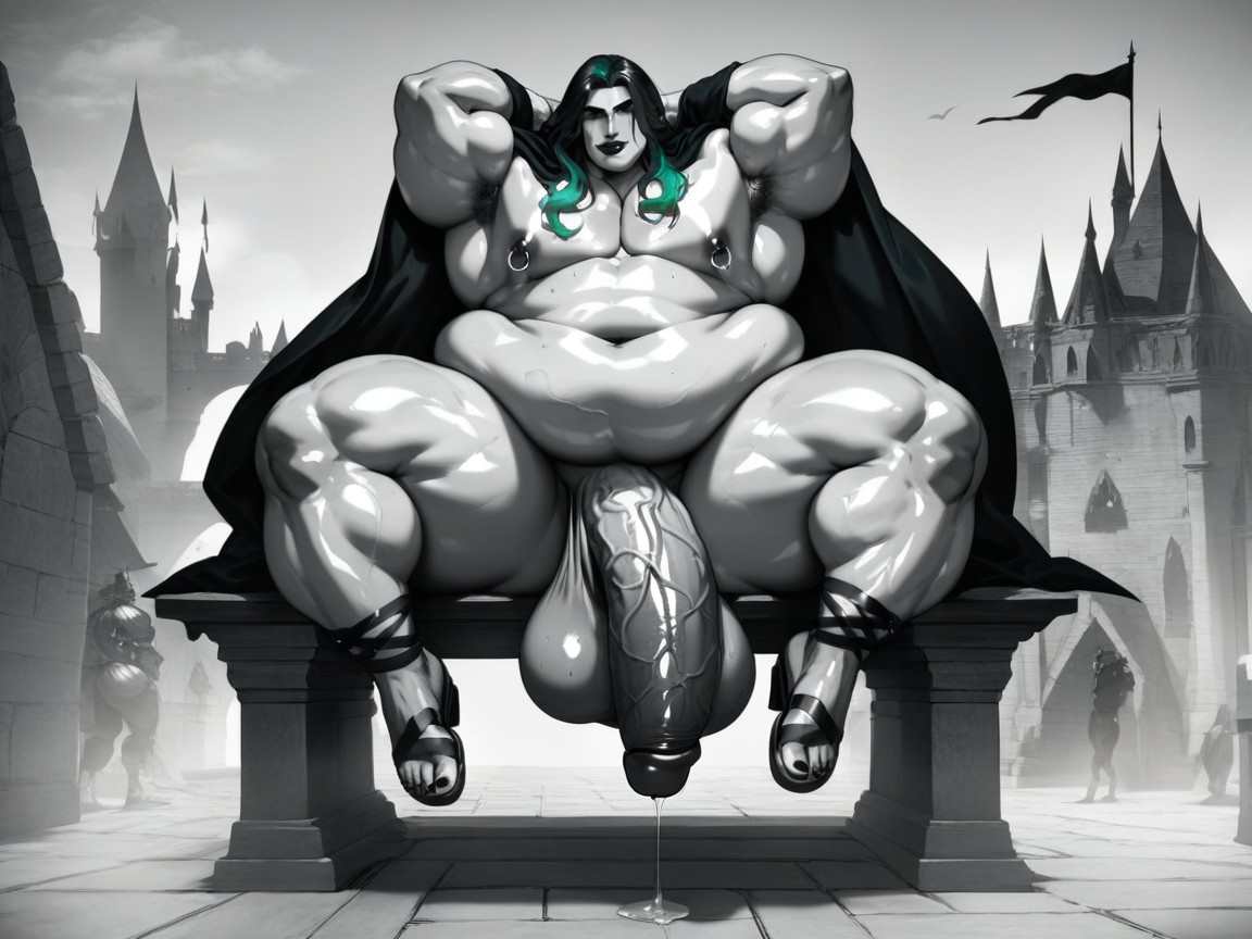 Black Cape, Penis Hanging Down To The Ground, Morbidly Obese AI Gay Porn