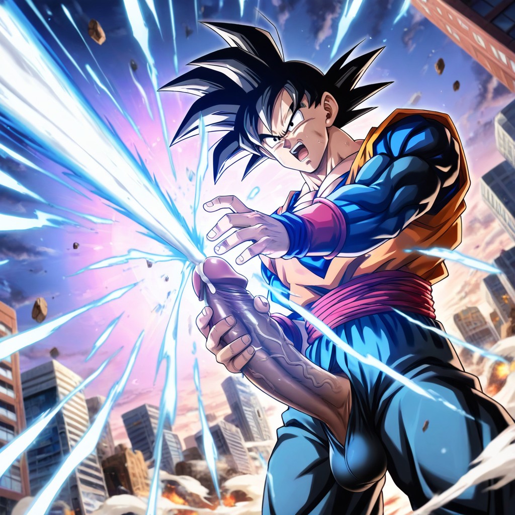 Anime Key Visual, Intense Battle, Cumshot Is Like Kamehameha AI Gay Porn
