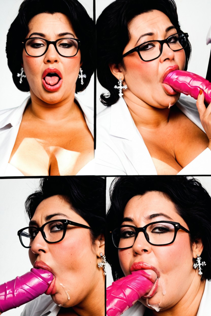 Hyperrealistic Details, Excessive Drooling, Thick Black Framed Glasses BBW AI Porn