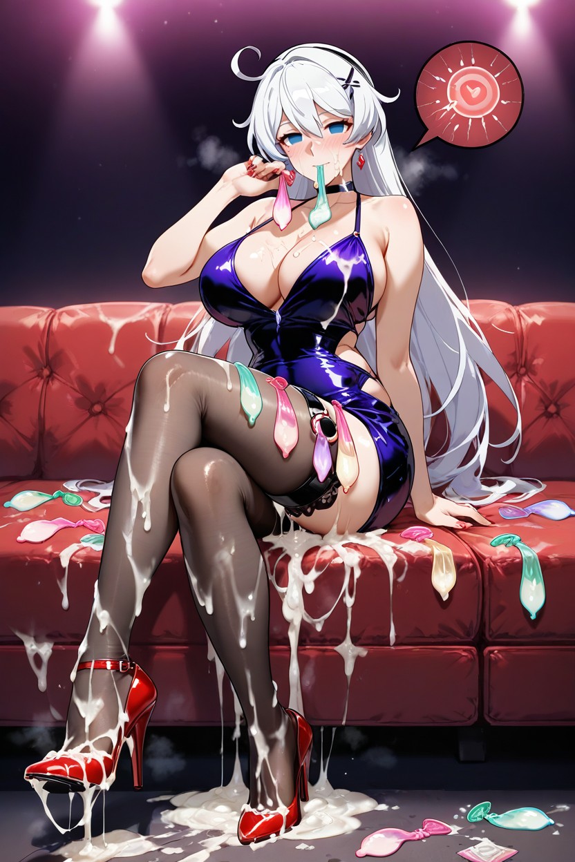 Used Condom Thigh Ring, A Lot Of Used Condom, Semen Soaked High Heels Hentai IA