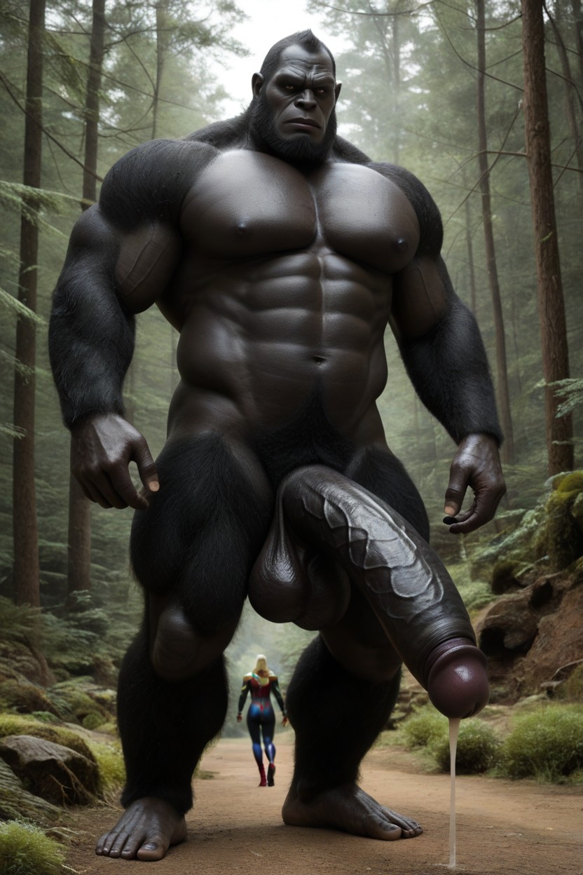 Testicles Are Bigger Than The Woman's Head, Captain Marvel Costume The Real Massive Huge_gorilla_gorilla_gorilla, Karate Stance AI Porn