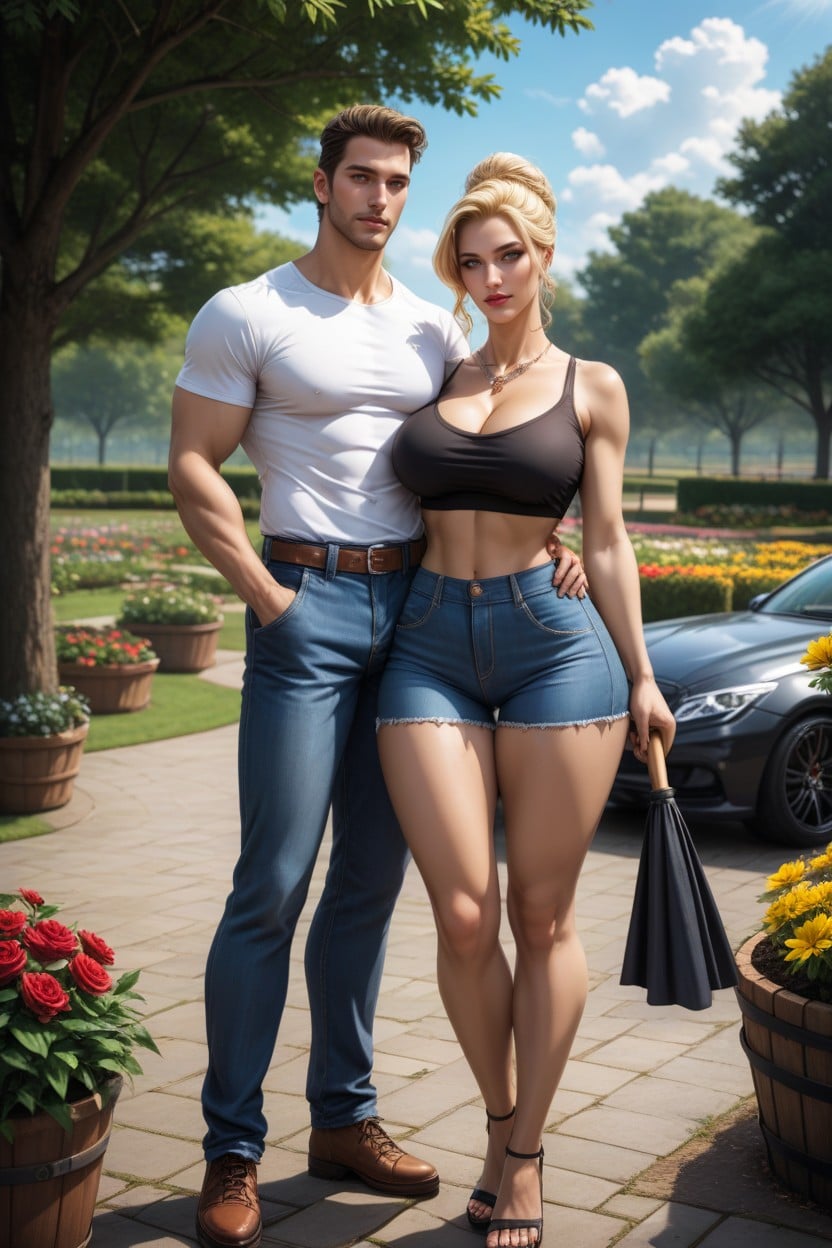 Big Hips, Tall Grass, Blonde AI Porn