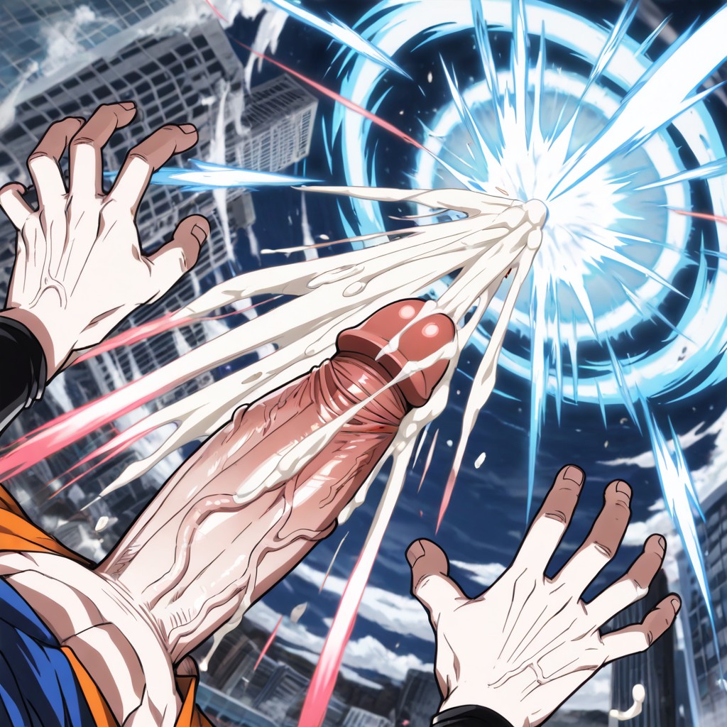 Goku From Dragon Ball, Sharp Focus, Penis Shooting Kamehameha AI Gay Porn
