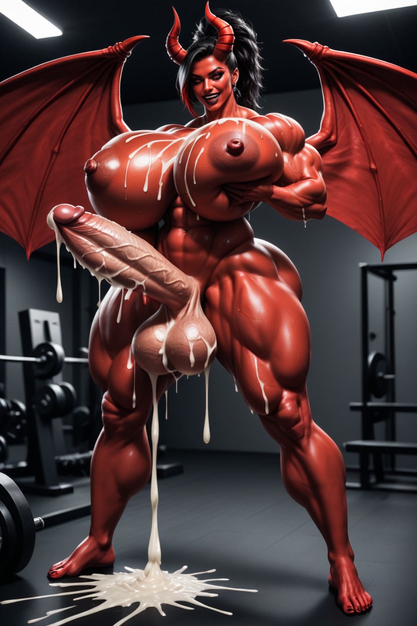 Erected Cock, Salle De Sport, Gigantic Latissimus Dorsi Porno IA transsexuelle