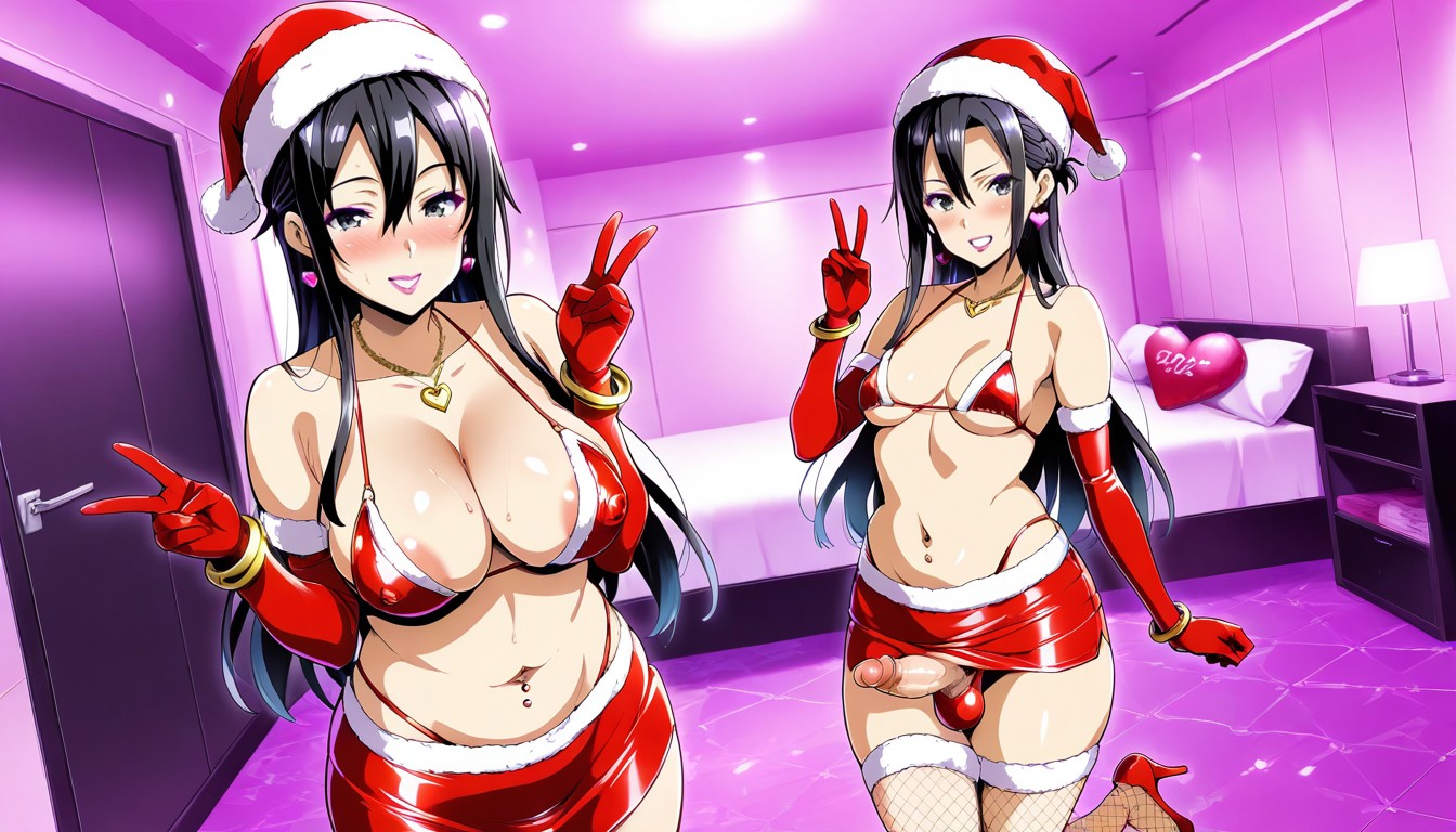 Tight Christmas Skirt, Smiling, Massive Ass Hentai AI Porn