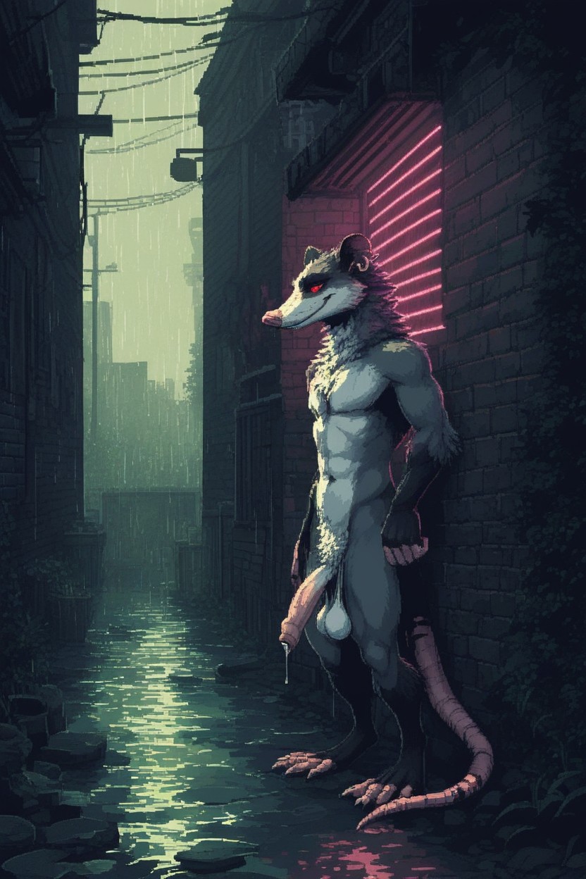 Soft Eyes, Only Neon Lights, Sketch Furry AI Porn